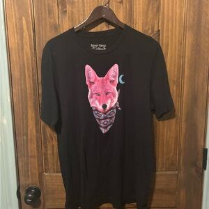Black Tee with Pink Fox Graphic